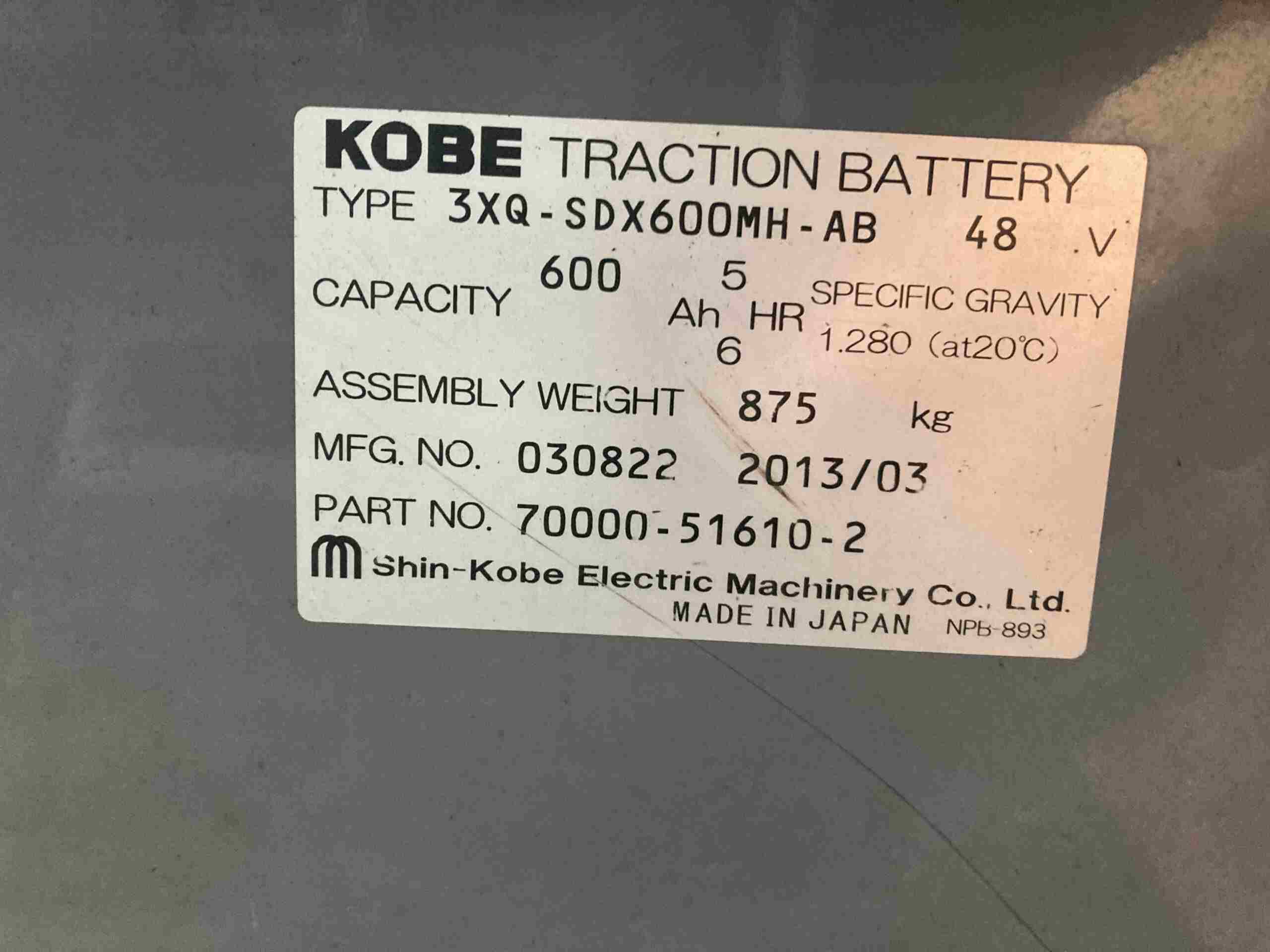 XE NÂNG ĐIỆN 2.5 TẤN NYCHIYU FB25PN-75B-01878 Bình ắc quy 48V-600Ah lắp cho xe nâng điện 2.5 tấn Nychiyu FB25PN-75B