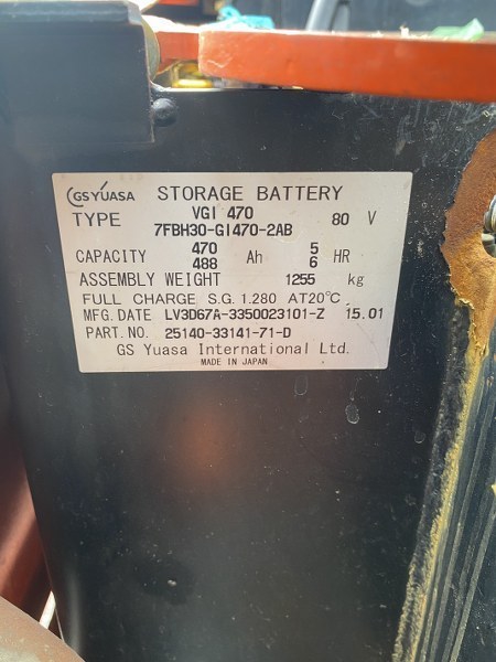 XE NÂNG ĐIỆN 3 TẤN TOYOTA 7FB30-15723 Bình ắc quy lắp xe nâng điện 7FB30 dung lượng 80V - 470Ah